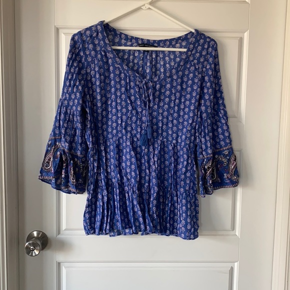 American Eagle blue paisley blouse - Picture 1 of 7